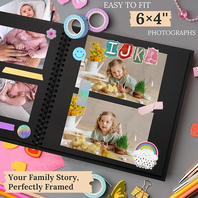 Scrapbook 10x10 Inch DIY Scrapbook Album Hardcover Kraft Paper Scrap Book Photo Albums 40 Pages Perfect for 4x6 / 5x7 Photos Memory Book for Family, Wedding