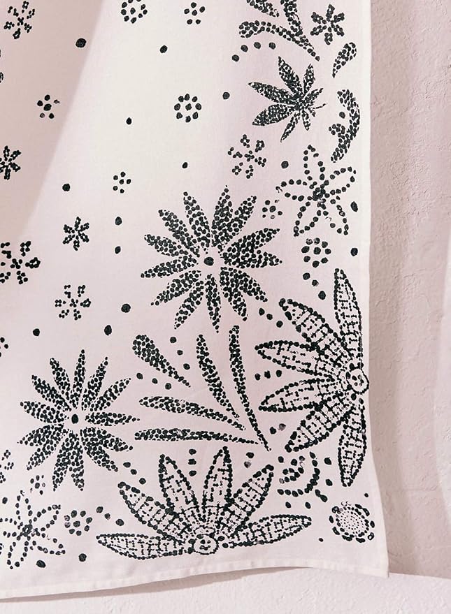 neasow bohemian tapestry wall hanging, beige white floral tapestry with dotted daisy medallion print bedroom boho hippie home decor, 60x80 inches