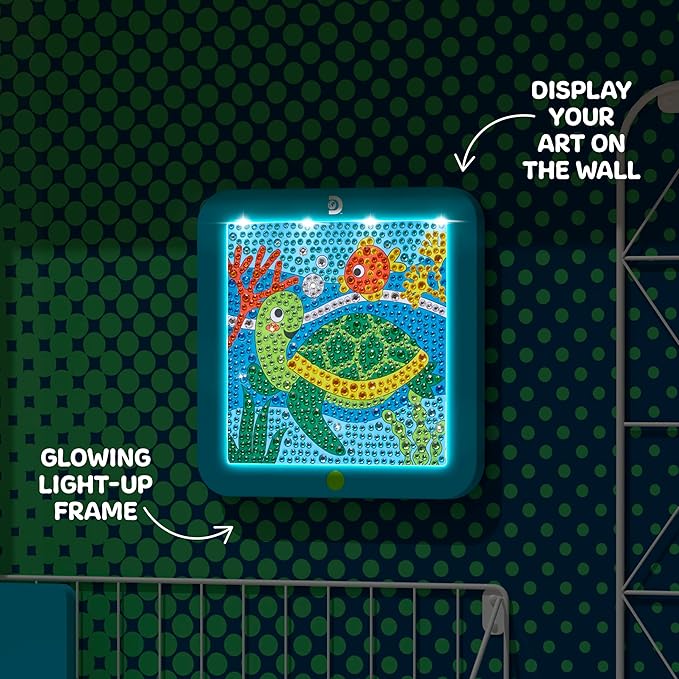 Discovery™ Dazzle Art Light-Up Diamond Painting Kit – DIY Sea Turtle Craft Set| 800+ Gems & LED Display Frame|Craft Supplies Accessories|Girls Boys Arts & Crafts Gift| Diamond Art Kit for Kids Ages 8+