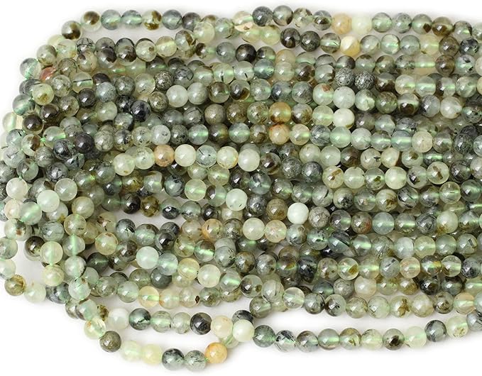 cheavian 60pcs 6mm natural prehnite gemstone smooth surface round loose beads for jewelry making 1 string 15 inches