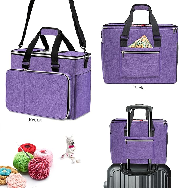 Knitting Bag, Large Crochet Bag, Crochet Tote Bag, Yarn Bags for Crocheting, Yarn Storage Organizer for Knitting & Crochet Supplies