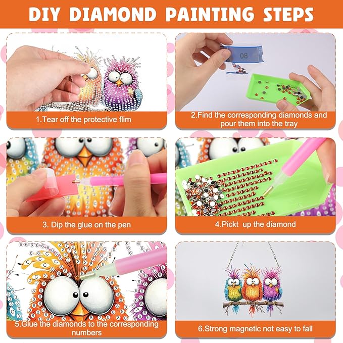 NAIMOER Funny Birds Diamond Art Hanging Kits for Adults 5D Special Shaped Rhinestone, DIY Acrylic Diamond Art Painting Window Pendants Home Garden Wall Hanging Ornament Kits, Double Sided
