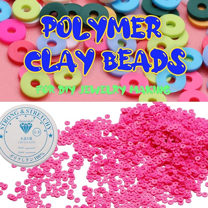 4000 Pcs Clay Beads for Bracelets Making, Polymer Spacer Flat DIY for Jewelry Necklace Earring Making Kit, Preppy Aesthetic Heishi Heshie Thin Disk Beads Assortments Set 4 6 8MM (PK-2-03, 4MM)