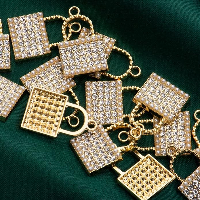 Pack of 20 Rhinestone Charms Gold Plated Pendants Pave Crystal Accessories for Necklace Bracelet Jewelry Making DIY Crafting