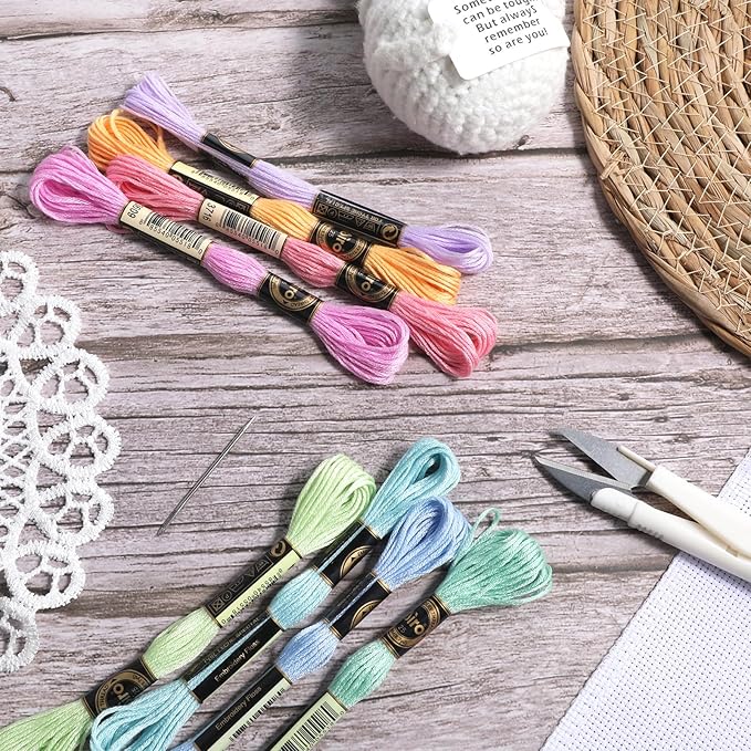 8 Skeins Macaroon Embroidery Thread 6 Ply Gradient Color Variegated Cross Stitch Floss Yarn Threads Friendship Bracelets String for Jewelry Making Sewing Bracelets Knitting Stitching Craft DIY