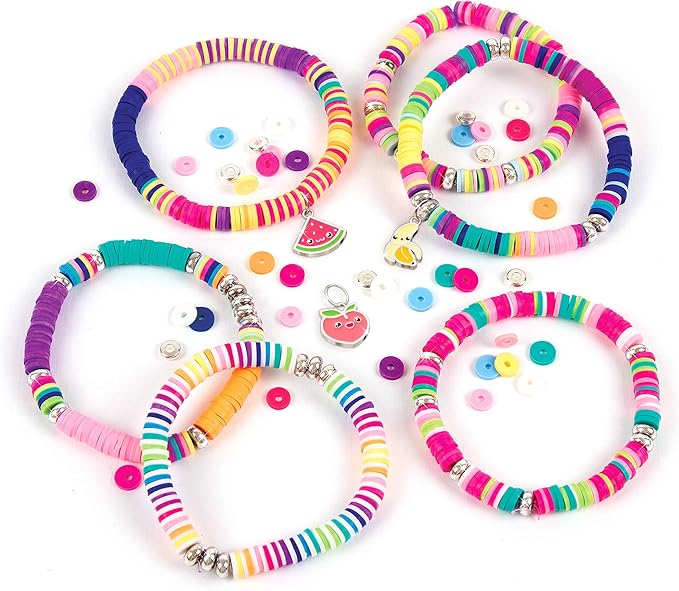Make It Real Swift Clicks Heishi Bracelet Maker Beads with Storage Case - 3,356 Colorful Beads for Kids Ages 8+