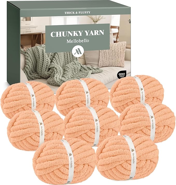 Jumbo Chunky Yarn for Hand Knitting - Super Thick Chenille Chunky Yarn for Crocheting - Extra Soft Bulky Fluffy Blanket Big Yarn 8 Jumbo Pack (27yds,8 oz Each Skein)