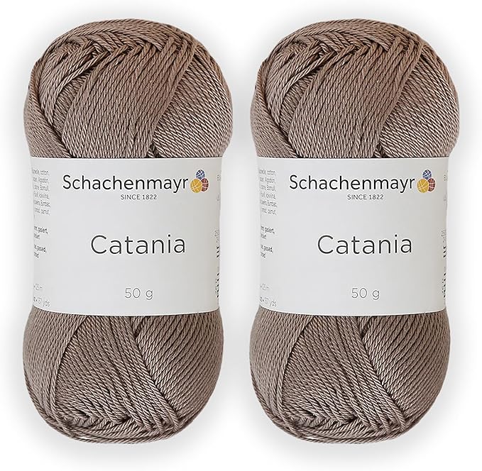 2 Skein/Pack Schachenmayr (SMC) Catania Originals Yarn, Each Ball 1.76 Oz (50gr) / 136 Yards (125 m), 100% Mercerized Cotton for Knitting and Crochet Yarn, Sport Weight, 254 - Taupe