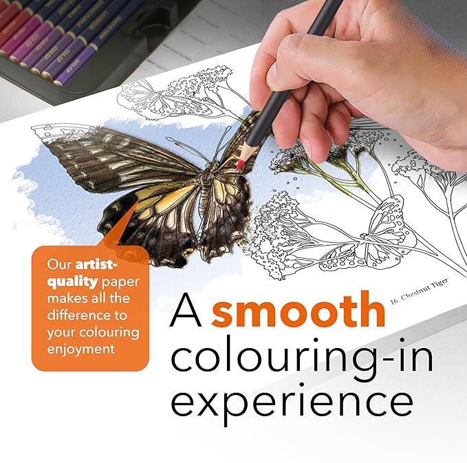 Castle Arts Butterflies Colouring Book | 72 Amazing Beauties Curated by in-House Artists with Colour Reference Guide | No Show-Through Artist Grade Paper | Collectable Landscape A4 Size (Butterflies)