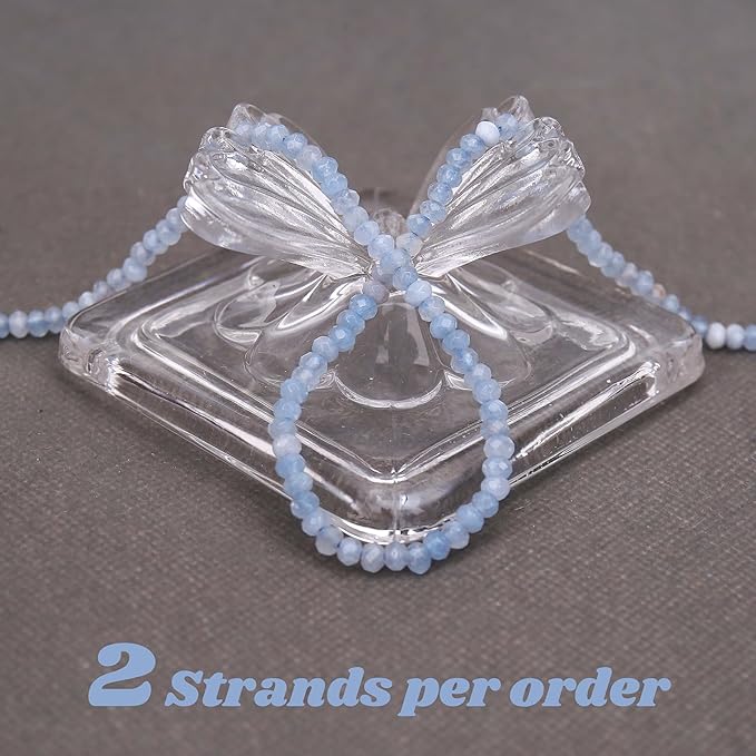 2 Strands Colored Aquamarine Jade Beads for Jewerly Making, 3 * 4mm Faceted Rondelle Gemstone Crystal Beads for DIY Bracelet Necklace Crafts