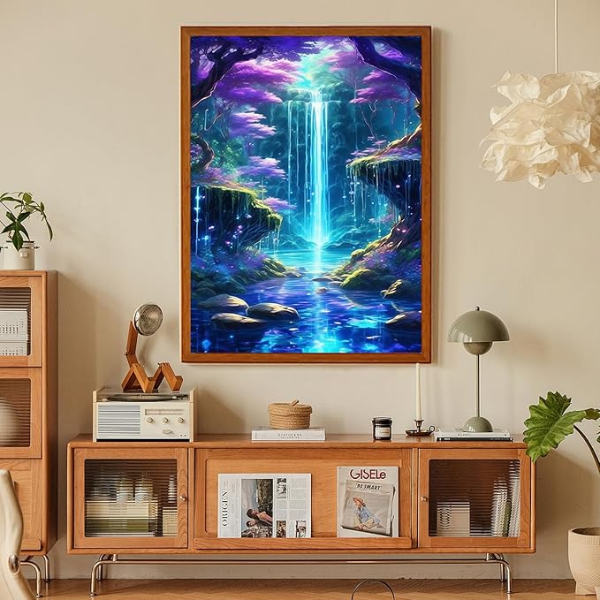 Waterfall Diamond Art Kits for Adults, Landscape Scenery Diamond Painting Kit for Adults Beginners, 5D DIY Diamond Painting with Round Gem Art Kits for Home Wall Decor 12x16 Inch