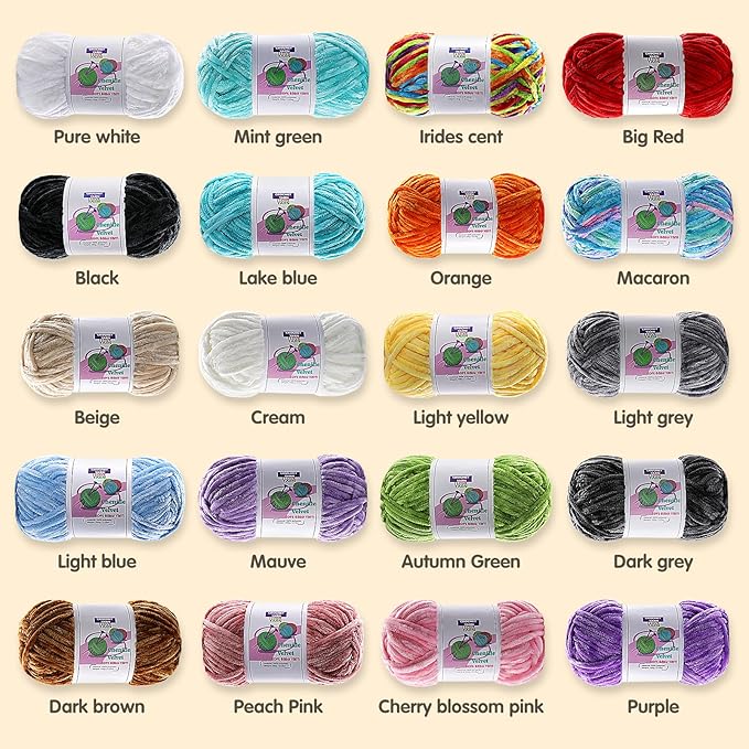 3 Skeins Velvet Chunky Yarn, Chenille Yarn for Crocheting and Hand Knitting, Blanket Yarns for Making Scarves and Knitting Projects - Amigurumi Crochet Yarn (3×3.5oz, 3×87.5yds)