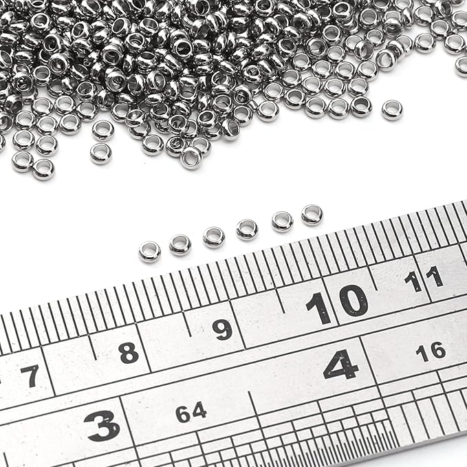 304 Stainless Steel Round Crimp Beads 2.5mm 1000pcs for Jewelry DIY Making and Repairing