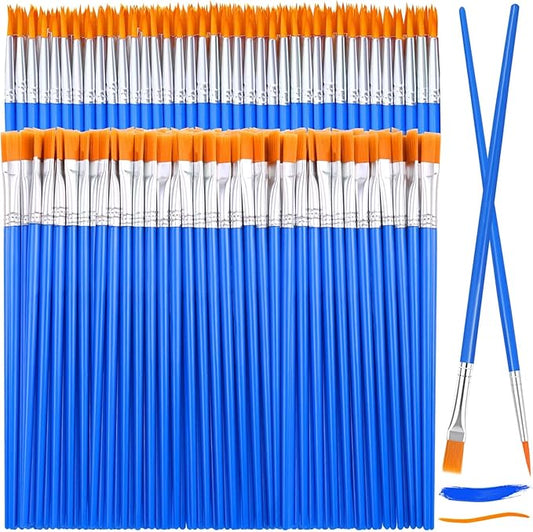 126 Pcs Small Paint Brushes Bulk, Flat and Round Pointed Paint Brushes Set for Kids Craft Brushes for Classroom Acrylic Oil Watercolor Canvas Face Painting