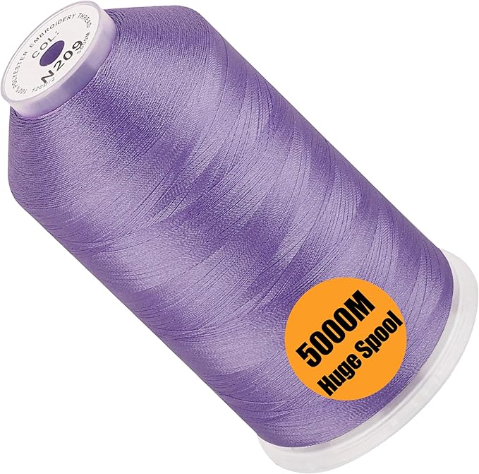 New brothread - Single Huge Spool 5000M Each Polyester Embroidery Machine Thread 40WT for Commercial and Domestic Machines - Pale Violet(Janome Color)