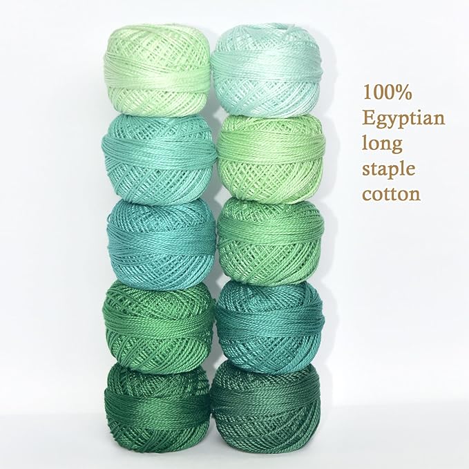Double Mercerized Egyptian Long Staple Cotton Pearl Thread Ball 10 Grams Rainbow Color Embroidery Thread 10 Colors per Box for Crochet Hardanger Cross Stitch Hand Embroidery,cayon Series