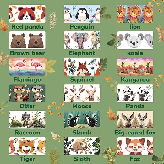 wapetashi cute washi tape set, 38 rolls animals washi tapes for journaling supplies, 25mm & 15mm wide kawaii tape for scrapbooking, planners, diy crafts, gift for kids