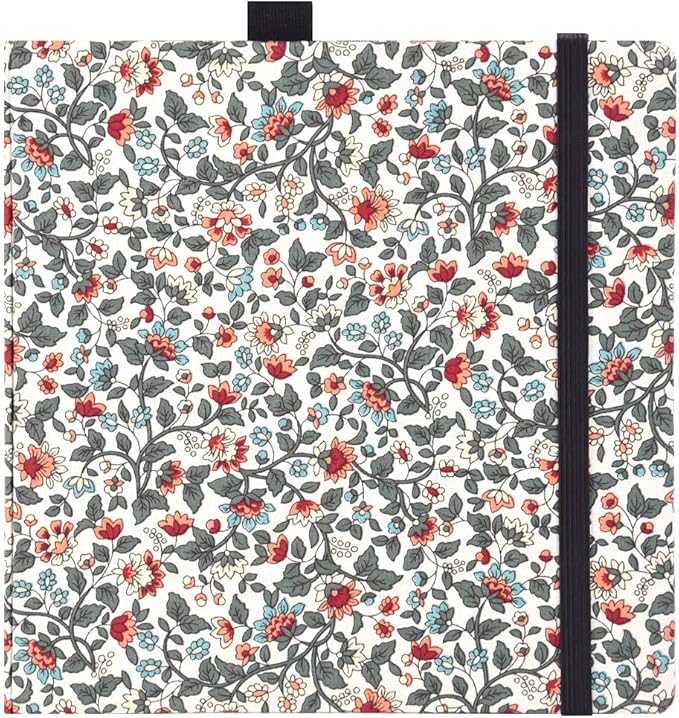 Mifuner Square 8.2x 8.2 165gsm Colored pencil paint Journal Hardbound 128pgs（64 Sheets Front Back Cold Pressed） Travel for Colored Pencil Sketch Doodles Handmade Cloth Cover Notebook Flowers