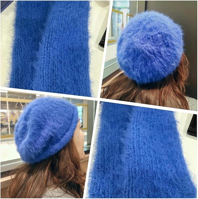 Snowbaby Wool Acrylic Blend Long Pile Yarn,(Worsted) Warm and Luxurious Fuzzy Yarn for Knitting and Crocheting DIY Hats Scarves Sweaters, 2 * 3.52oz/100g 207yds(21-Royal Blue)
