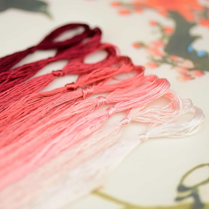 Natural 100% Silk Thread, Handmade Embroidery Thread Silk Floss 9 Colors 110m Each (48)