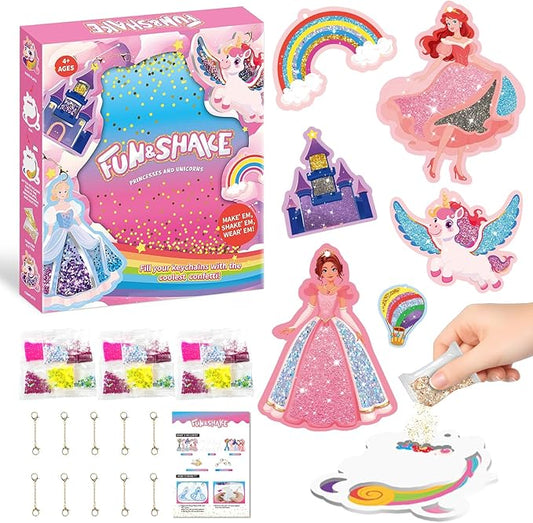 lifBetter Art & Craft Activity, DIY Glitter Craft Kit with Keychains, Fun & Creative Travel Toys, Party Favors & Classroom Valentine’s Day Gifts for Girls & Boys Ages 4, 5, 6, 7, 8, 9 (Pink)