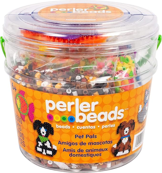 Perler Beads Pet Pals Assorted Fuse Bead Bucket, 8504 pcs, 6.5 x 6.5 x 6