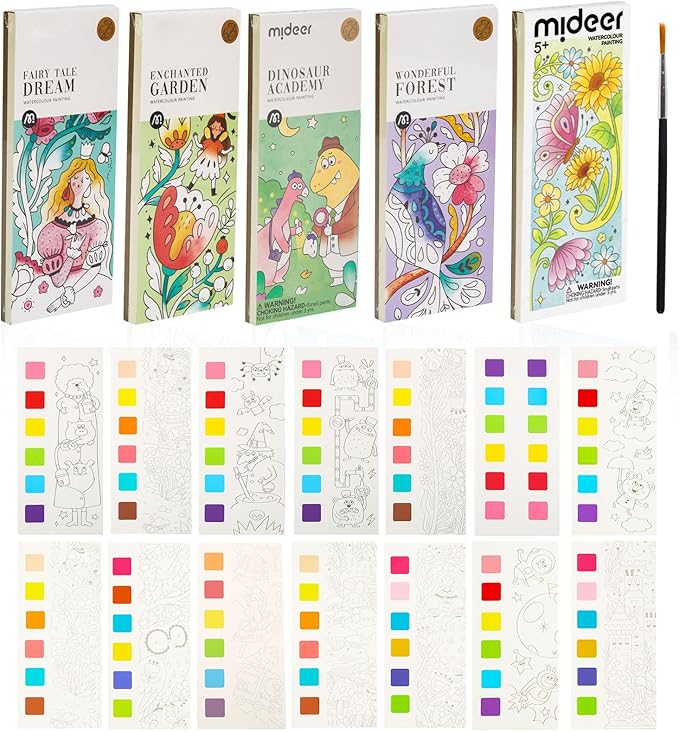 Pocket Watercolor Book Set, Watercolor Painting Book,Watercolor Bookmarks for Kids, Beginning, Students Painters Christmas Gifts (5 PCS)