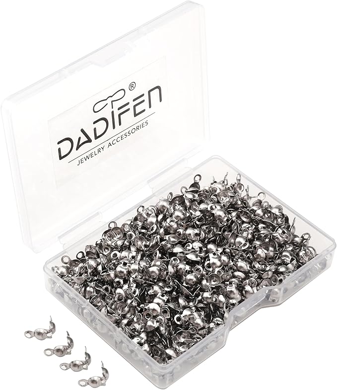 304 Stainless Steel End Caps 4x8mm 400pcs Knot Covers for Jewelry DIY Making and Repairing