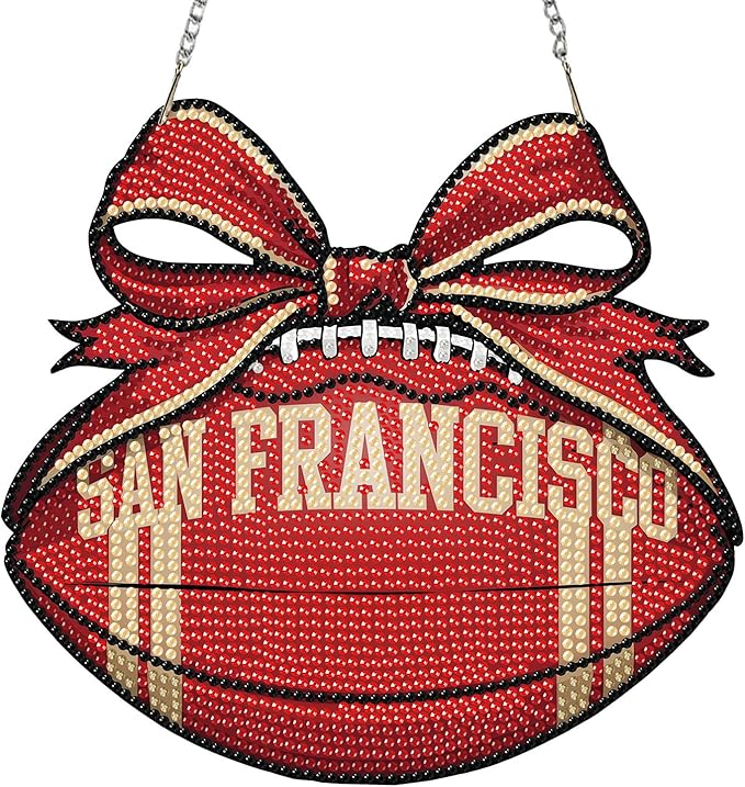 Rertcioph Football Diamond Art Hanging Kit for Adults, DIY Acrylic 5D Diamond Painting Hanging Ornament for San Francisco Home Wall Decor and Gift