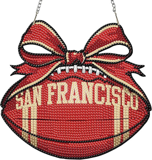 Rertcioph Football Diamond Art Hanging Kit for Adults, DIY Acrylic 5D Diamond Painting Hanging Ornament for San Francisco Home Wall Decor and Gift