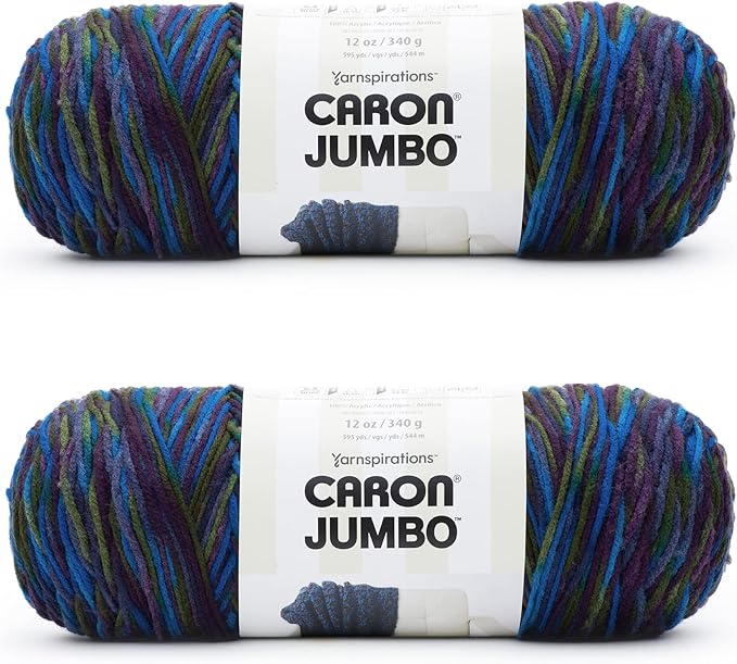 Caron Jumbo Prints Peacock Varg Yarn - 2 Pack of 340g/12oz - Acrylic - 4 Medium (Worsted) - 595 Yards - Knitting/Crochet