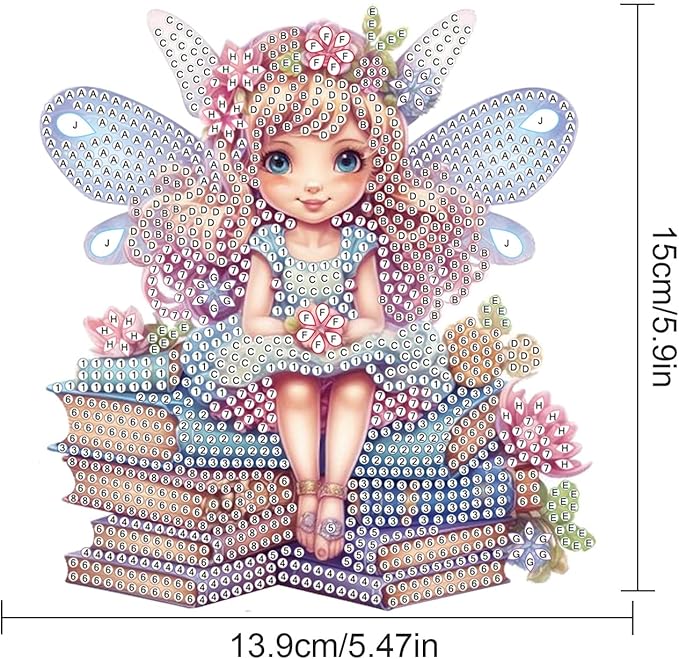 AiYuanzsh Diamond Art Pendant, DIY Special Shaped Crystal Painting Kit for Home Decor and Gift, Angels Theme, Butterfly Elf Color, One Size, for Adults