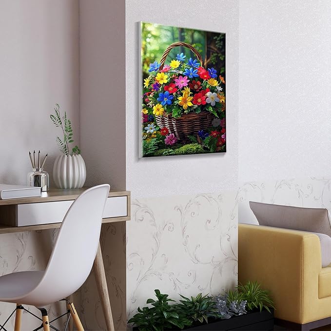 ATDMS Paint by Numbers Kit for Adults with Frame Flowers Paint by Number with Easel DIY Landscape Paint by Numbers Kit with Frame Adult Paint by Number Kits on Canvas for Home Wall Decor 8x12 Inch
