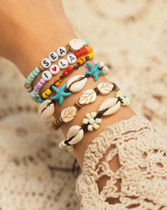 DoDoBeads Beach Beads for Bracelets, 6000pcs 4mm Glass Bead Bracelet Making Kit, Beach Beads for Jewelry Making, Summer Jewelry Crafting Kit with Letters & Numbers, Seashells, Spacers, Pearls