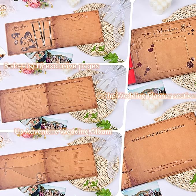 Adventure Book Diary Photo Scrapbook, Adventure Wedding Planning Book with Embossed Cover,Inspired by the 'Up' Saga, Ideal for Memories,Weddings,Traveling,Birthdays,Christmas,Newly Engaged Couples