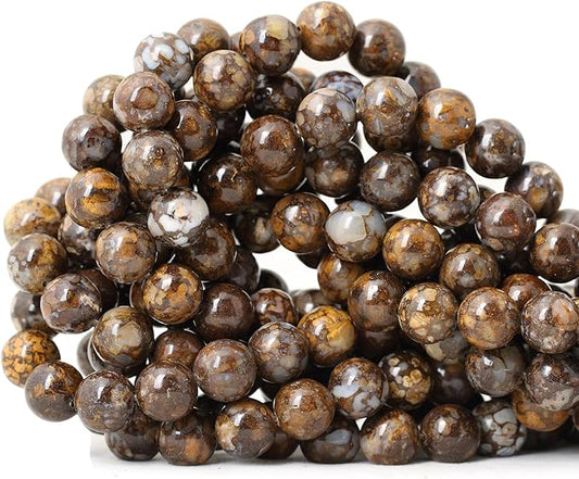 cheavian 35pcs 10mm natural fire lace opal round loose beads for jewelry making diy bracelet necklace materials 1 strand 15"
