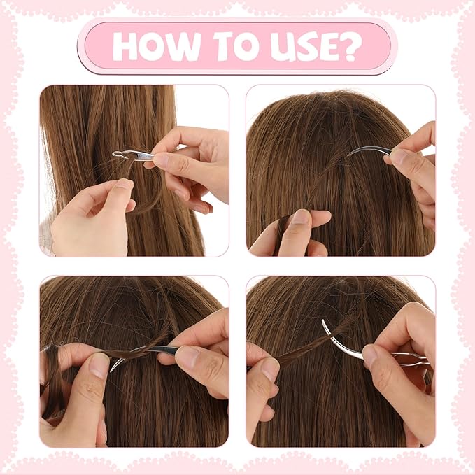 4pcs Sisterlock Retighten Tool for Locs,Metal Crochet Hook Hair Extensions Tool for Hair Repair Dreadlock Tightening