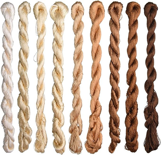 Natural 100% Silk Thread, Handmade Embroidery Thread Silk Floss 9 Colors 110m Each (62)