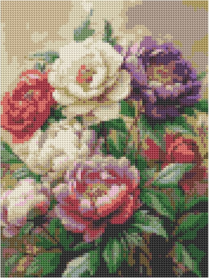DOTZSO Flowers Peony Diamond Painting Kits for Adults, Easy DIY 5D Round Full Drill Diamond Art kit Diamond Dot Crystal Gem Art and Craft for Beginners Home Wall Decor 12x16 Inches