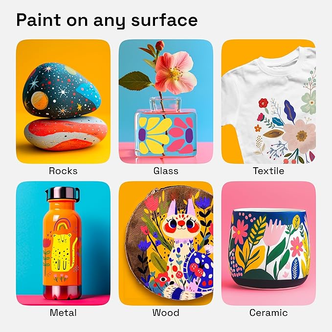ARTISTRO 12 Acrylic Paint Markers - Paint Pens for Drawing, Brush + Fine Tips - For Fabric, Rock, Glass, Wood, DIY, Eggs - Art & Craft Supplies for Adults, Teens, Kids - Easter Basket Stuffers