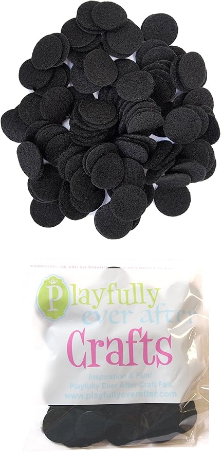 Playfully Ever After Black Craft Felt Circles (1 Inch - 200pc)