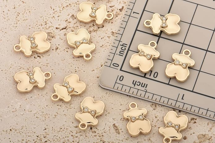 Pack of 20 Rhinestone Charms Gold Plated Pendants Pave Crystal Accessories for Necklace Bracelet Jewelry Making DIY Crafting