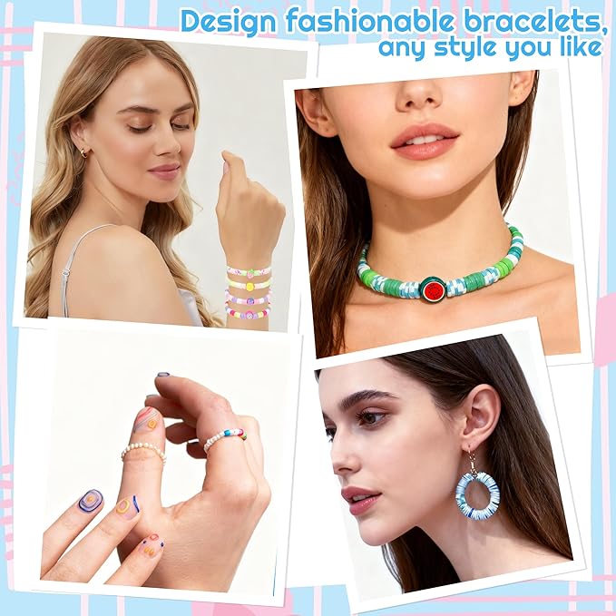 iumulinrui Friendship Bracelet Kit Concert Bracelets Merch, 5200 Pcs Clay Beads Bracelet Making Kit Tricolor Letter Bead, Jewelry Set with Pendant, DIY Craft Gifts Suitable for Beginners (Blue)