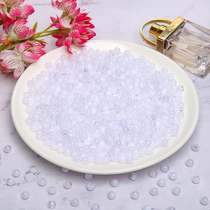 bonny boxx 1000pcs 6mm white jade round beads, smooth acrylic balls, plastic resin gumball bubblegum chunky beads for necklace & bracelet making, crafting supplies