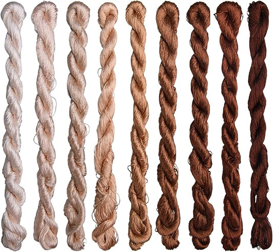 Natural 100% Silk Thread, Handmade Embroidery Thread Silk Floss 9 Colors 110m Each (60)