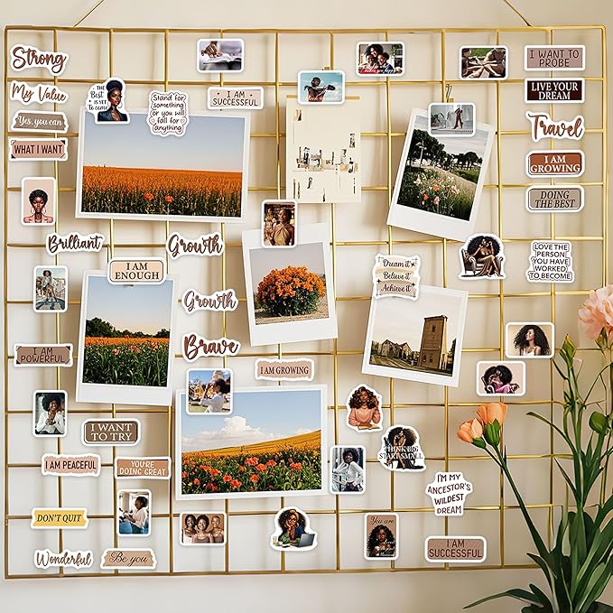 Black Girl Vision Board Stickers, 100 Pcs Inspirational Vision Board Supplies for Black Women, Affirmation Quote and Positive Self Love Decals for Journal Planner Scrapbook Laptop DIY Wall Decor