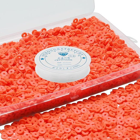 4000 Pcs Clay Beads for Bracelets Making, Polymer Spacer Flat DIY for Jewelry Necklace Earring Making Kit, Preppy Aesthetic Heishi Heshie Thin Disk Beads Assortments Set 4 6 8MM (OR-3-21, 8MM)