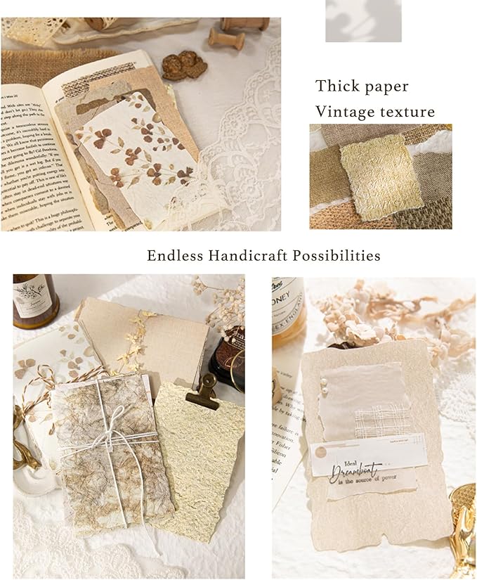 168Pcs Textured Scrapbook Paper Kit - Embossed Rice Decoupage Paper Mixed Media for Scrapbooking Supplies Junk Journaling Cards Making Collage, Vintage 6 Pack DIY Decorative Materials Craft Gifts