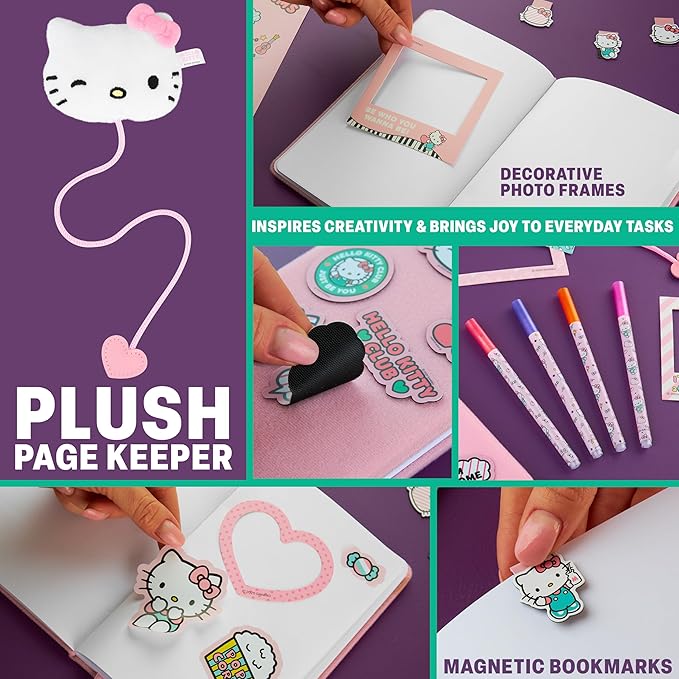 Get Trend Hello Kitty Sanrio Scrapbook Kit for Kids with Notebook, Stickers, Pens, Bookmarks, Frames, Patches, Kawaii Art Supplies, Gifts for Kids (Multi Hello Kitty)