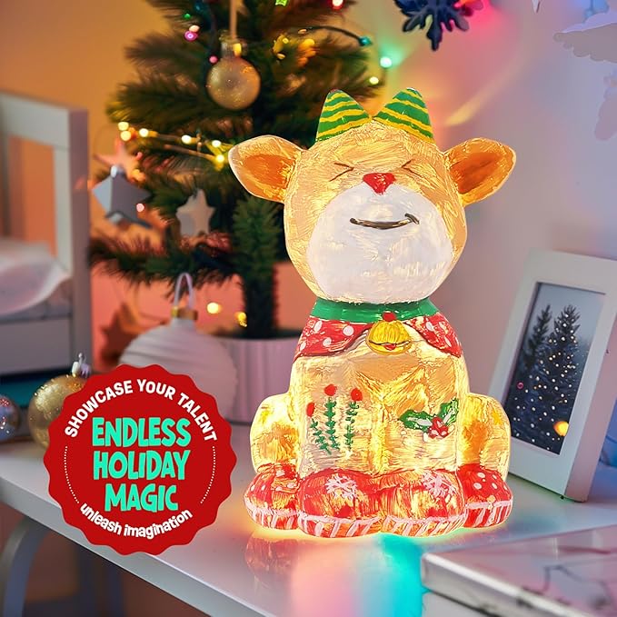 paint your own deer lamp kit, art supplies painting kits for kids 6-12, christmas crafts for kids ages 8-12, deer toy halloween birthday christmas gifts for girls boys ages 3 4 5 6 7 8 9 10 11 12+
